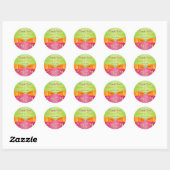 Sticker de mariage floral rose Orange Lime Faveur (Feuille)