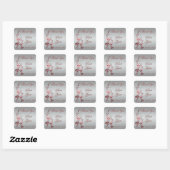 Sticker de mariage floral rouge et argent Favor (Feuille)