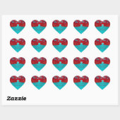 Sticker de mariage floral rouge et turquoise Favor (Feuille)