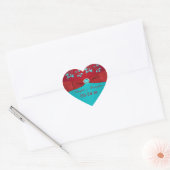 Sticker de mariage floral rouge et turquoise Favor (Enveloppe)
