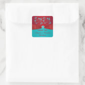 Sticker de mariage floral rouge et turquoise Favor (Sac)