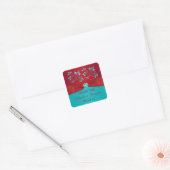 Sticker de mariage floral rouge et turquoise Favor (Enveloppe)