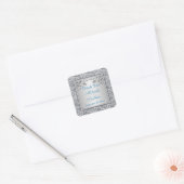 Sticker de mariage floral turquoise et argenté Fav (Enveloppe)