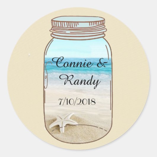 Sticker de mariage Mason Jar Beach (Devant)