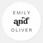 Sticker De Mariage Moderne Rétro Noir Et Blanc Fav (Devant)