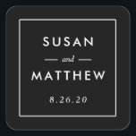 Sticker de mariage personnalisé à bordure mince cl<br><div class="desc">Un autocollant mariage simple mais classique personnalisé en noir et blanc. Utiliser comme sceau d'enveloppe ou étiquette de faveur. Modifiez vos informations à l'aide du formulaire modèle.</div>