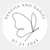 Sticker de mariage personnalisé papillon élégant (Devant)
