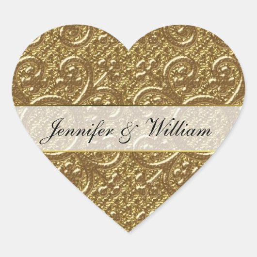 Sticker de mariage personnalisé simple Gold Elegan (Devant)