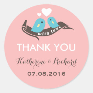 Sticker de mariage pour Inséparables roses doux