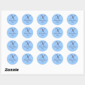 Sticker de mariage pour le Monogramme bleu et Brow (Feuille)