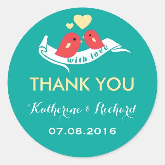 Sticker de mariage pour les amoureux turquoises et (Devant)