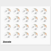 Sticker de mariage pour un monogramme orange clair (Feuille)