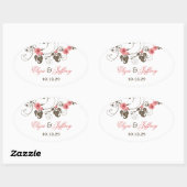 Sticker de mariage rose Roses Fleur Floral Élégant (Feuille)