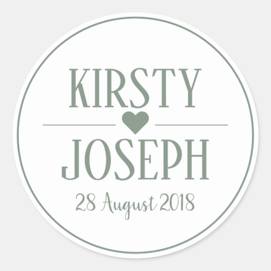 Sticker de mariage rustique Boho Feather Green Spr (Devant)
