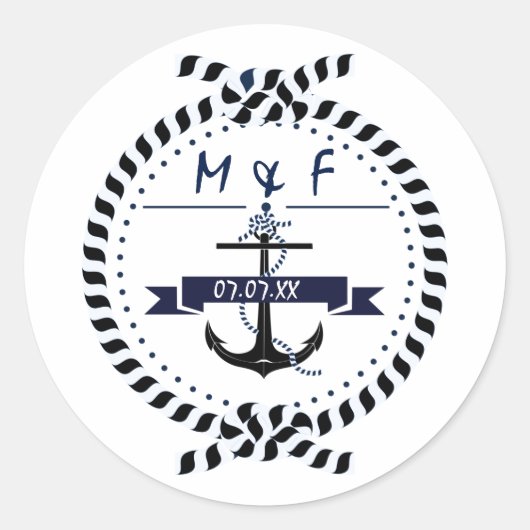 Sticker de mariage simple Ancre nautique (Devant)