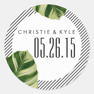 Sticker de mariage tropical Palm Tree Beach