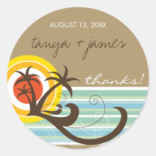 Sticker de mariage Tropical Palm Trees Sunset Beac (Devant)