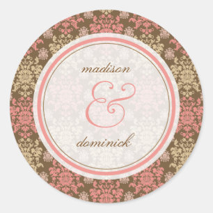 Sticker de mariage vintage Damask Pink Lace