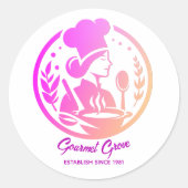 Sticker de marque de restaurant - Logo de chef fém (Devant)