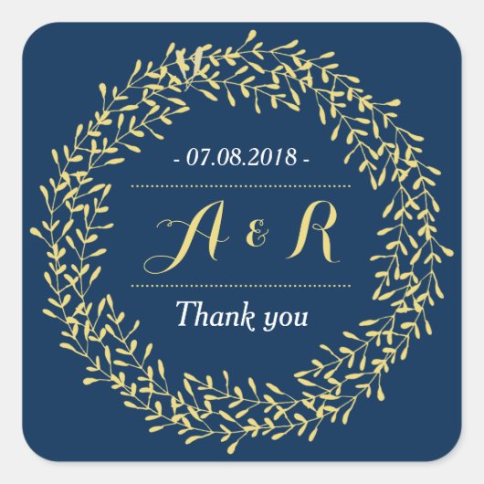 Sticker de Merci Mariage de  Feuille vintage (Devant)