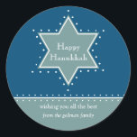 Sticker de message cadeau Star of David Hanoukka<br><div class="desc">Prix du meilleur d'aujourd'hui - 7 octobre 2010 Une étoile de David soulignée par des points blancs sert de cadre à votre message personnel de vacances. Quel grand autocollant Hanoukka à mettre sur les cadeaux pour l'enseignant de votre enfant, le facteur, le portier ou le livreur. Disponible en couleurs alternatives...</div>