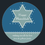 Sticker de message cadeau Star of David Hanoukka<br><div class="desc">Prix du meilleur d'aujourd'hui - 7 octobre 2010 Une étoile de David soulignée par des points blancs sert de cadre à votre message personnel de vacances. Quel grand autocollant Hanoukka à mettre sur les cadeaux pour l'enseignant de votre enfant, le facteur, le portier ou le livreur. Disponible en couleurs alternatives...</div>