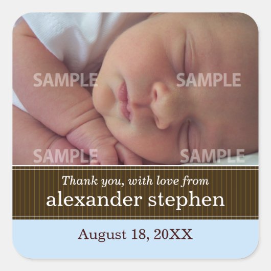 Sticker de message pour bébé Pinstripe Ribbon (Devant)