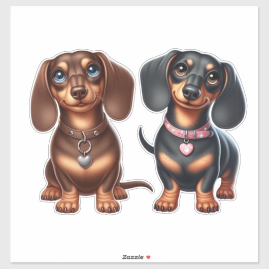 Sticker De mignons amis dachshund (Feuille)
