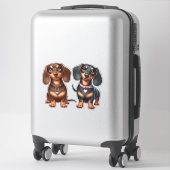 Sticker De mignons amis dachshund (Sur valise)