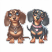 Sticker De mignons amis dachshund (Devant)