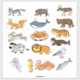 Sticker De mignons animaux caricaturaux