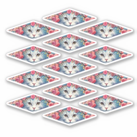 Sticker De mignons chatons avec des fleurs (Devant)