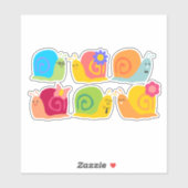 Sticker De mignons escargots de retour à l'art scolaire (Feuille)