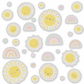 Sticker De mignons petits soleils, arcs-en-ciel et coeurs (Devant)