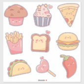 Sticker De mignons snacks aux visages (Feuille)