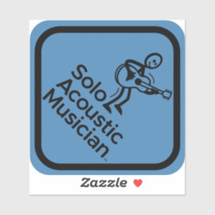 Sticker de musicien acoustique solo 4"x4" Bleu