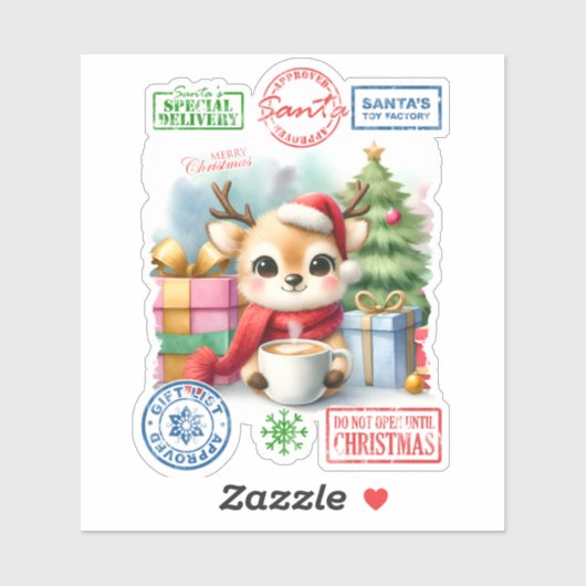 Sticker de Noël adorable Reindeer (Feuille)