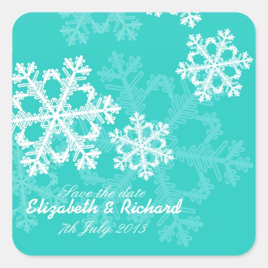 Sticker de Noël aux flocons de neige turquoise (Devant)