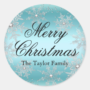 Sticker de Noël bleu Crystal Flake