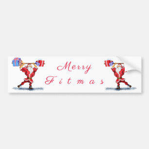 Sticker de Noël Bodybuilder Père Noël avec cadeaux