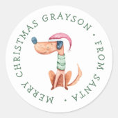 Sticker de Noël de chien festif personnalisé (Devant)