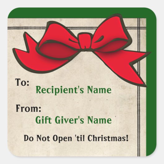 Sticker de Noël de la Bow rouge (personnalisé) (Devant)