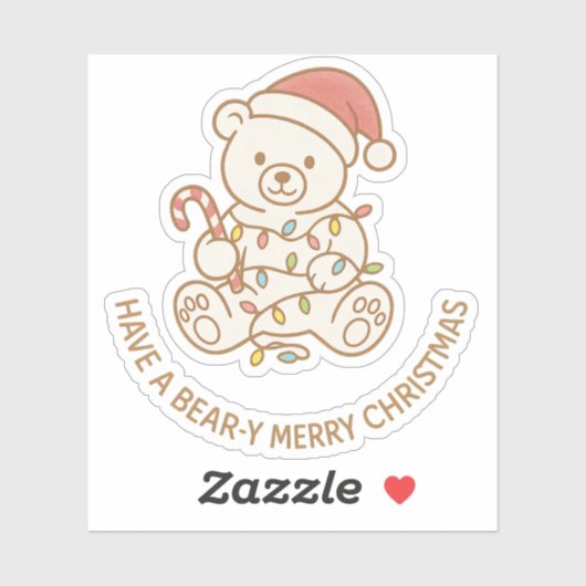 Sticker de Noël de l'ours (Feuille)