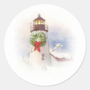 Sticker de Noël du phare rond