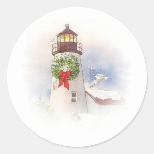 Sticker de Noël du phare rond (Devant)