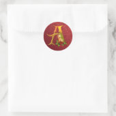 Sticker de Noël Elegant Gold et Red Monogram (Sac)