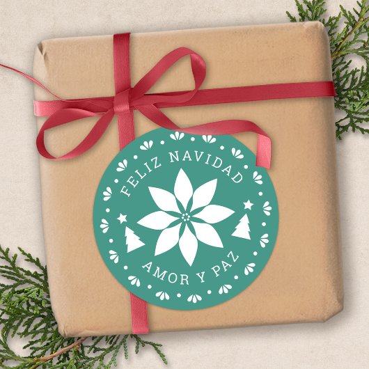 Sticker de Noël Feliz Navidad Poinsettia