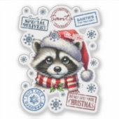 Sticker de Noël Festive Raccoon (Devant)