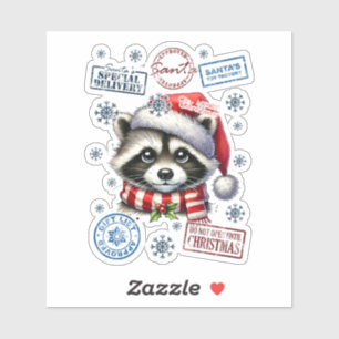 Sticker de Noël Festive Raccoon