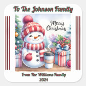 Sticker de Noël gai sur un cadeau de fête (Devant)